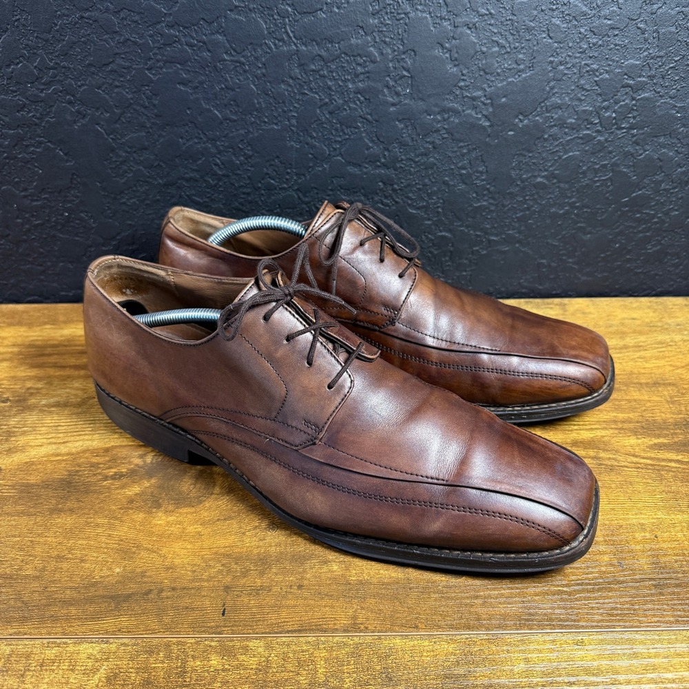 Johnston & Murphy Melton 20-6460 Brown Leather Bicycle Toe Oxford Mens Size 12M